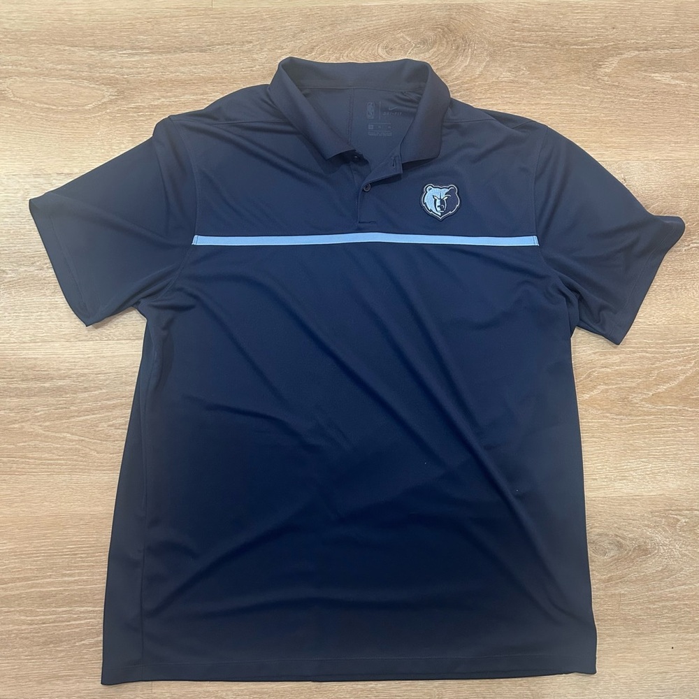 Nike Memphis Grizzlies Polo Navy XL Dri-Fit Short Sleeve NBA Performance Golf